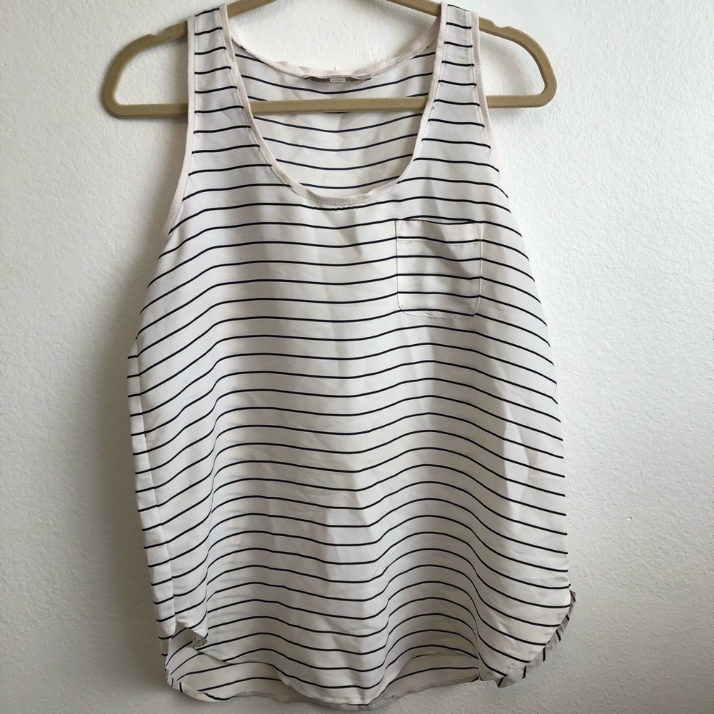 LOFT White and Black Striped Tank Top (M)